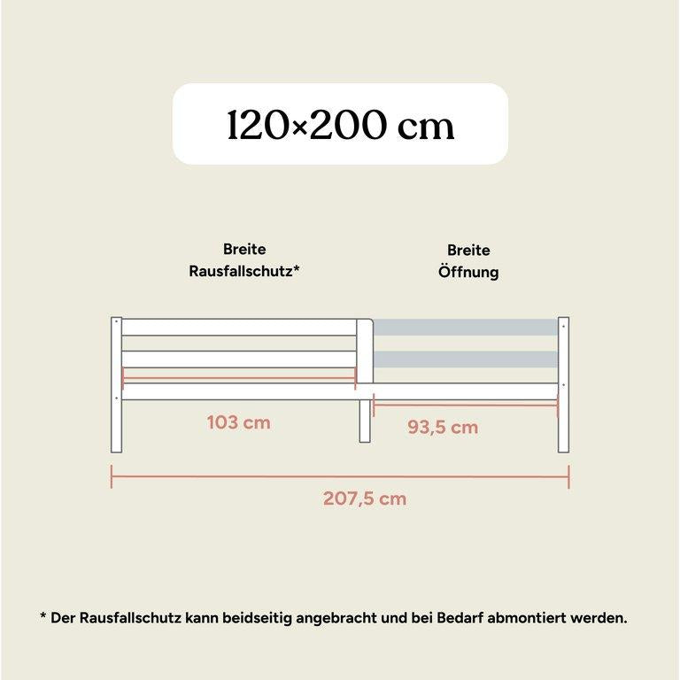 Kinderbett Sona | 120x200 cm | Kiefer Weiß