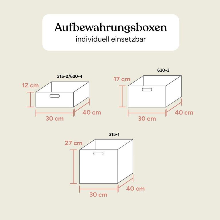 Aufbewahrungssystem mit Boxen | Kiefer Natur | 63 cm | 3 Fächer