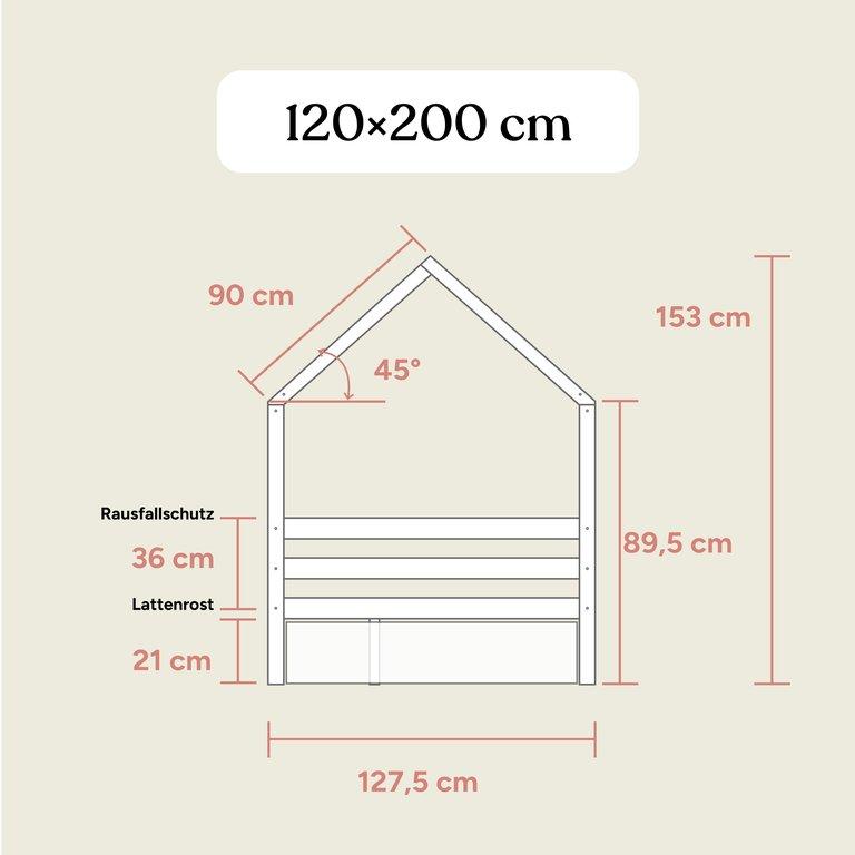 Hausbett Sona | 120x200 cm | Kiefer Grau
