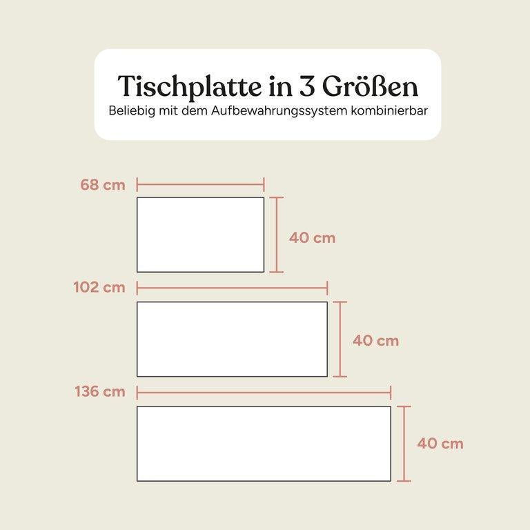 Tischplatte Aufbewahrungssystem | Buche Weiß | 102 cm