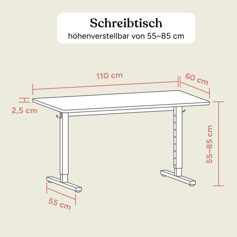 Schreibtisch Weiß | Tischplatte Buche Transparent