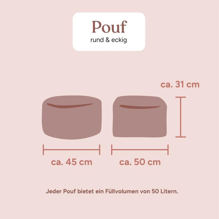 Sitzsack Pouf eckig | Cord Rosé | 50x50x31 cm