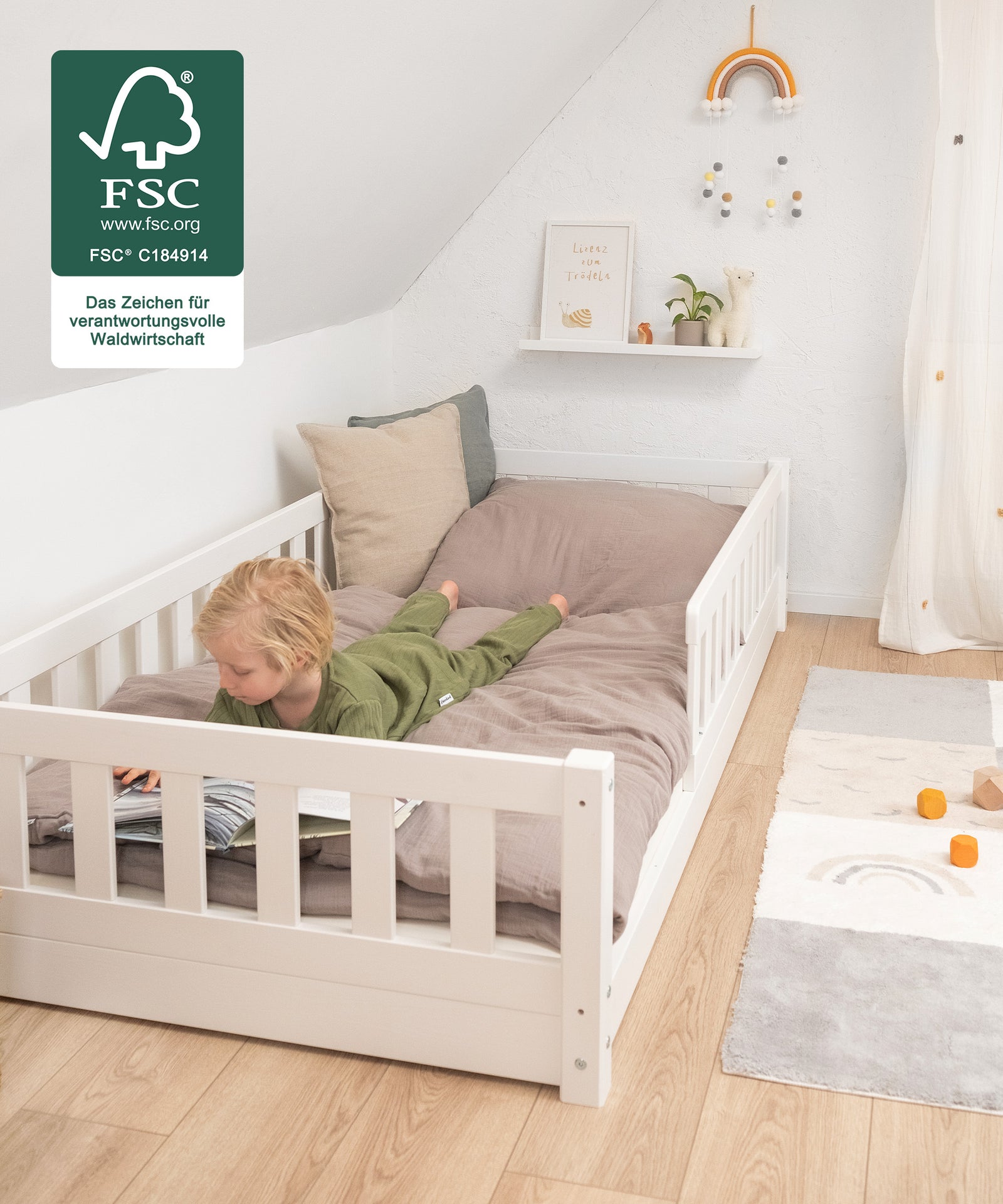 Bodenbett Lille  |  Kiefer Weiß