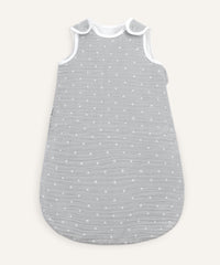 Ehrenkind Musselin Babyschlafsack Grau weiße Punkte.
