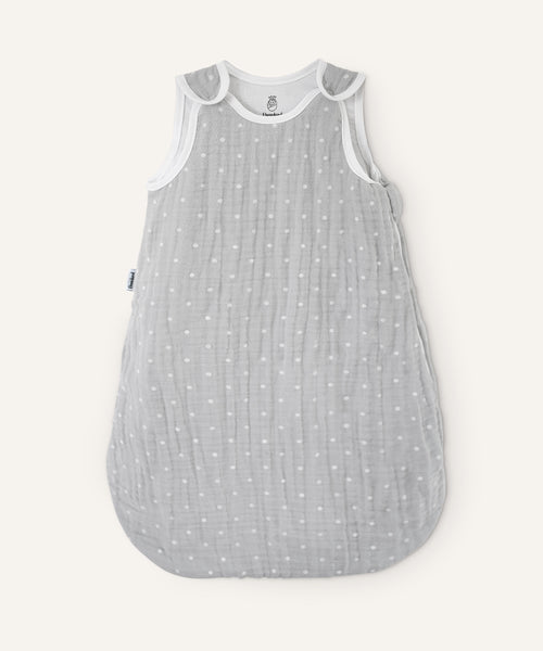 Ehrenkind Musselin Sommerschlafsack Grau weiße Tupfen.