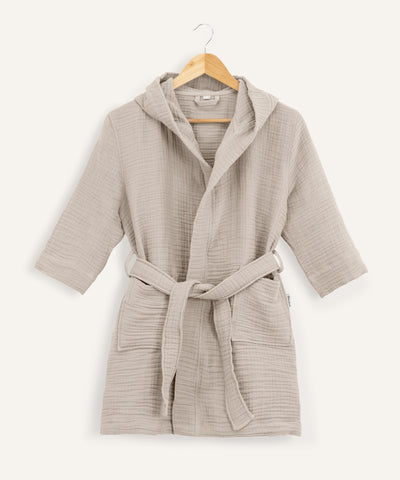 Bademantel Musselin Beige.