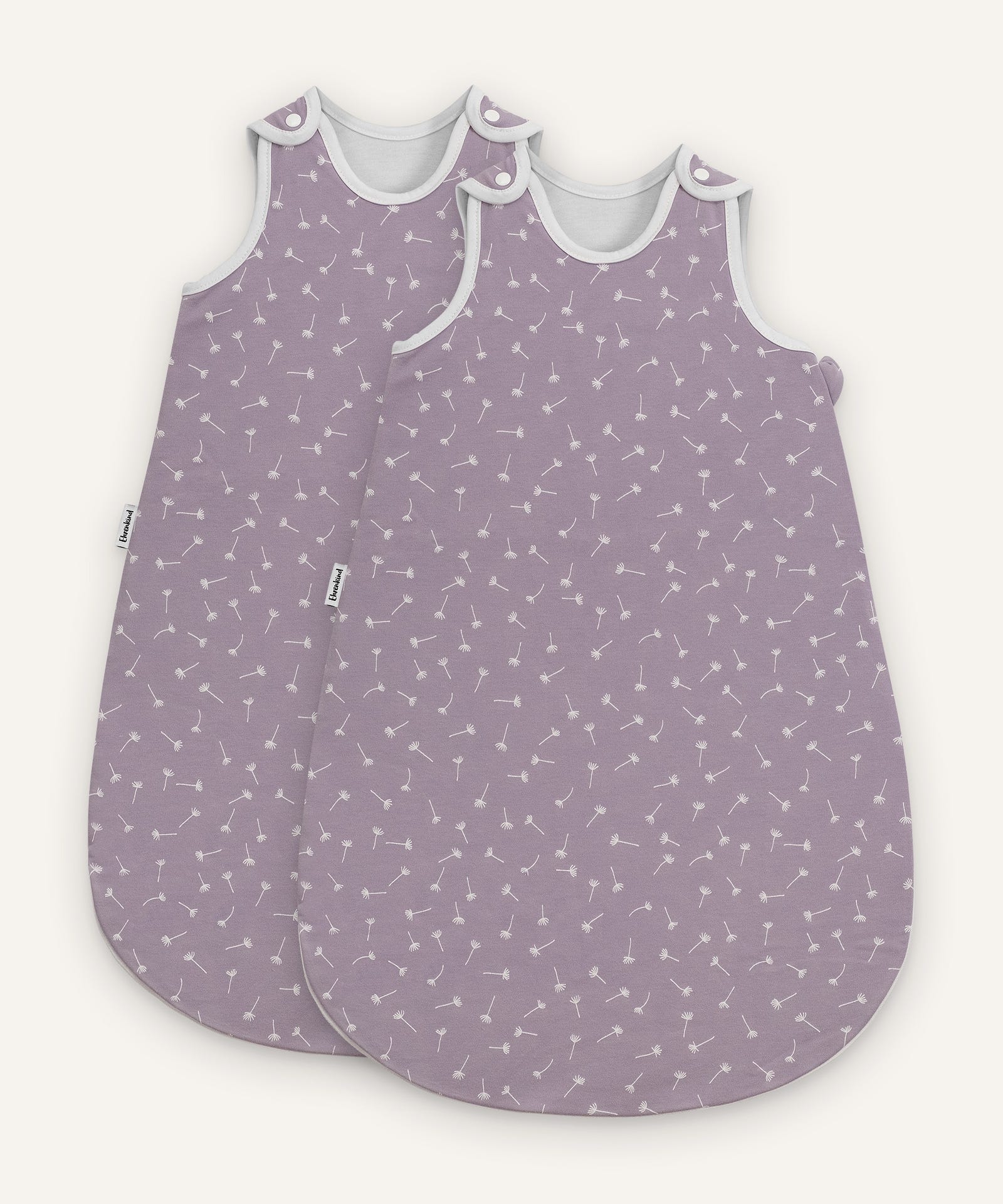 2er Bundle Ehrenkind Baby-ganzjahresschlafsack rund in Flieder mit Pusteblume.
