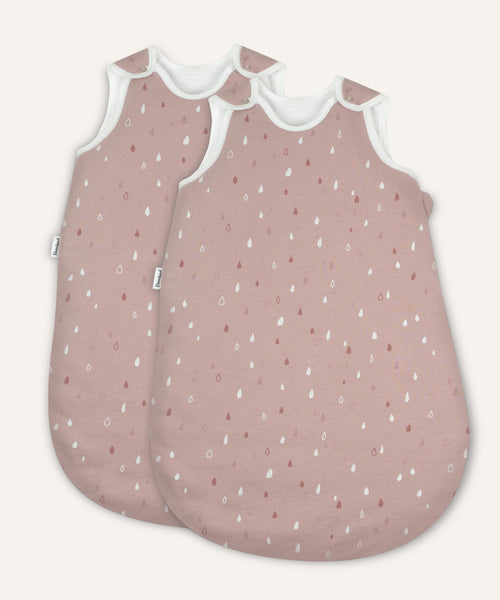 2er Bundle Ehrenkind Baby-ganzjahresschlafsack rund in rosé mit Tropfen rund.