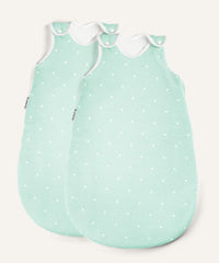 2er Bundle Ehrenkind Baby-Sommerschlafsack rund in mint mit weißen Sternen.