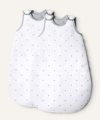 2er Bundle Ehrenkind Baby-Sommerschlafsack rund in weiß mit grauen Sternen.
