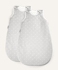 2er Bundle Ehrenkind Baby-Sommerschlafsack rund in grau mit weißen Punkten.
