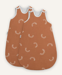 2er Bundle Ehrenkind Baby-Sommerschlafsack rund in zimt mit Muster.
