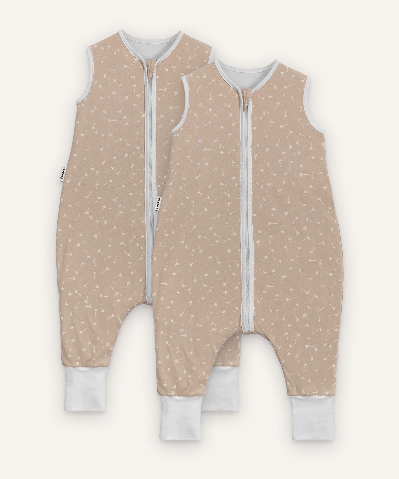 2er Bundle Ehrenkind Ganzjahresschlafsack mit Beinen in Beige mit Pusteblume.