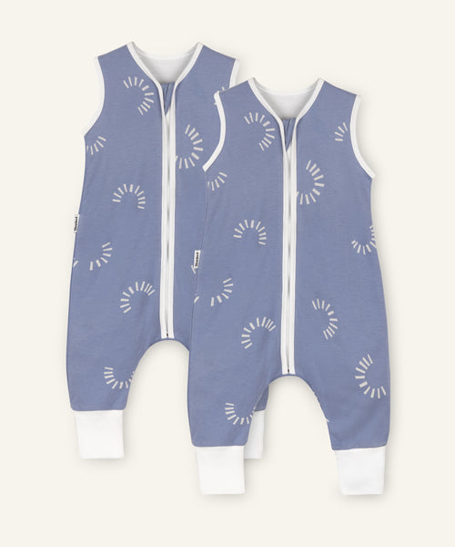 2er Bundle Ehrenkind Ganzjahresschlafsack mit Beinen Jeansblau Gemustert.