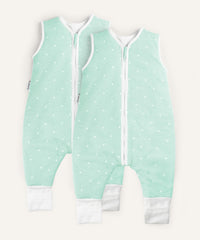 2er Bundle Ehrenkind Ganzjahresschlafsack mit Beinen in Mint mit weißen Sternen.