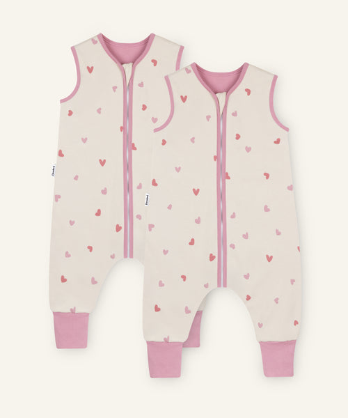 2er Bundle Ehrenkind Baby-Sommerschlafsack  mit Beinen Natur Herzen