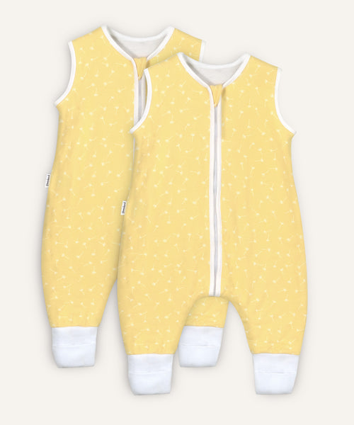 2er Bundle Ehrenkind Sommerschlafsack  mit Beinen in Vanille mit Pusteblumen.