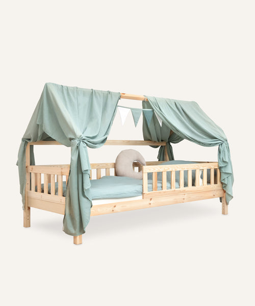 Dekorations-Set Betthimmel mit Wimpelkette in jade für Hausbett.