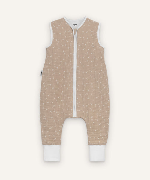 Ehrenkind Musselin Sommerschlafsack mit Beinen Beige Pusteblume.