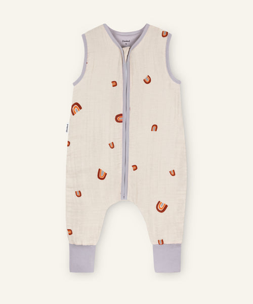 Ehrenkind Musselin Sommerschlafsack mit Beinen Natur Regenbogen.