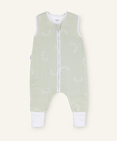 Ehrenkind Musselin Sommerschlafsack mit Beinen Salbei Gemustert.
