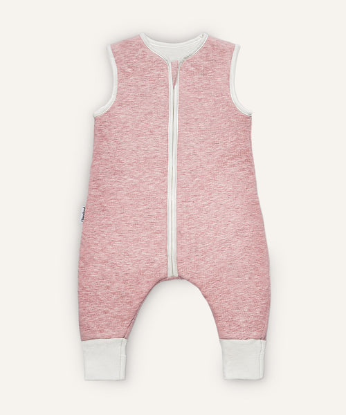 Babyschlafsack mit Beinen und Wollfüllung rosé.