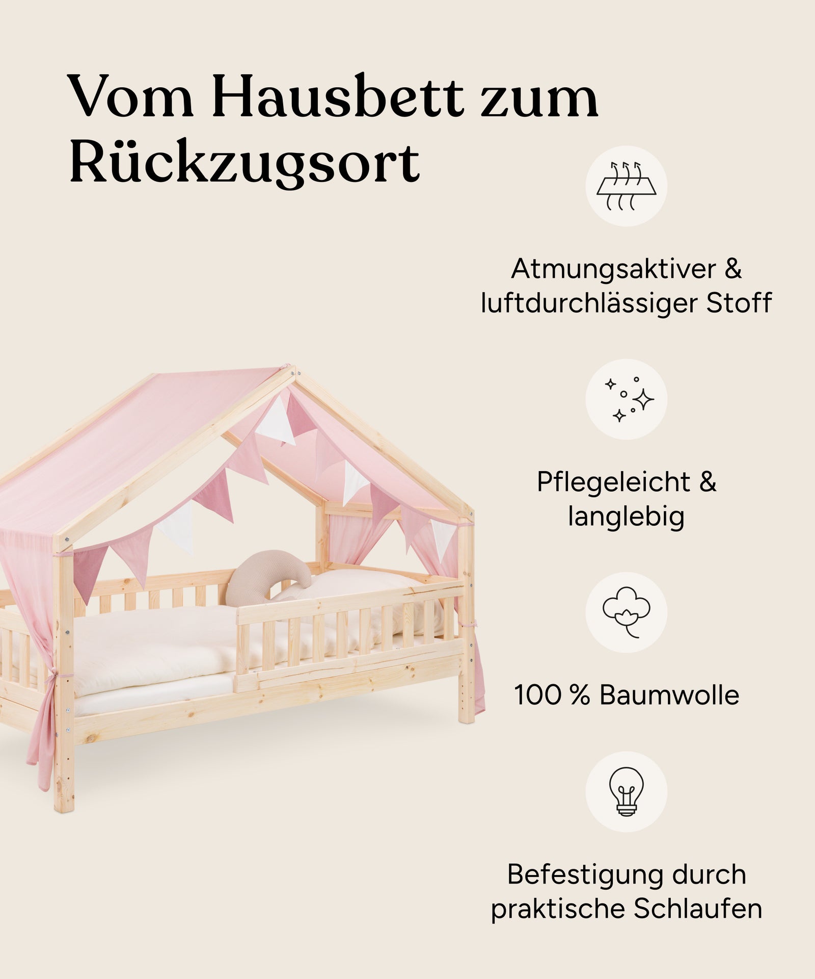 Vorteile Betthimmel-Set für das Panorama Hausbett.