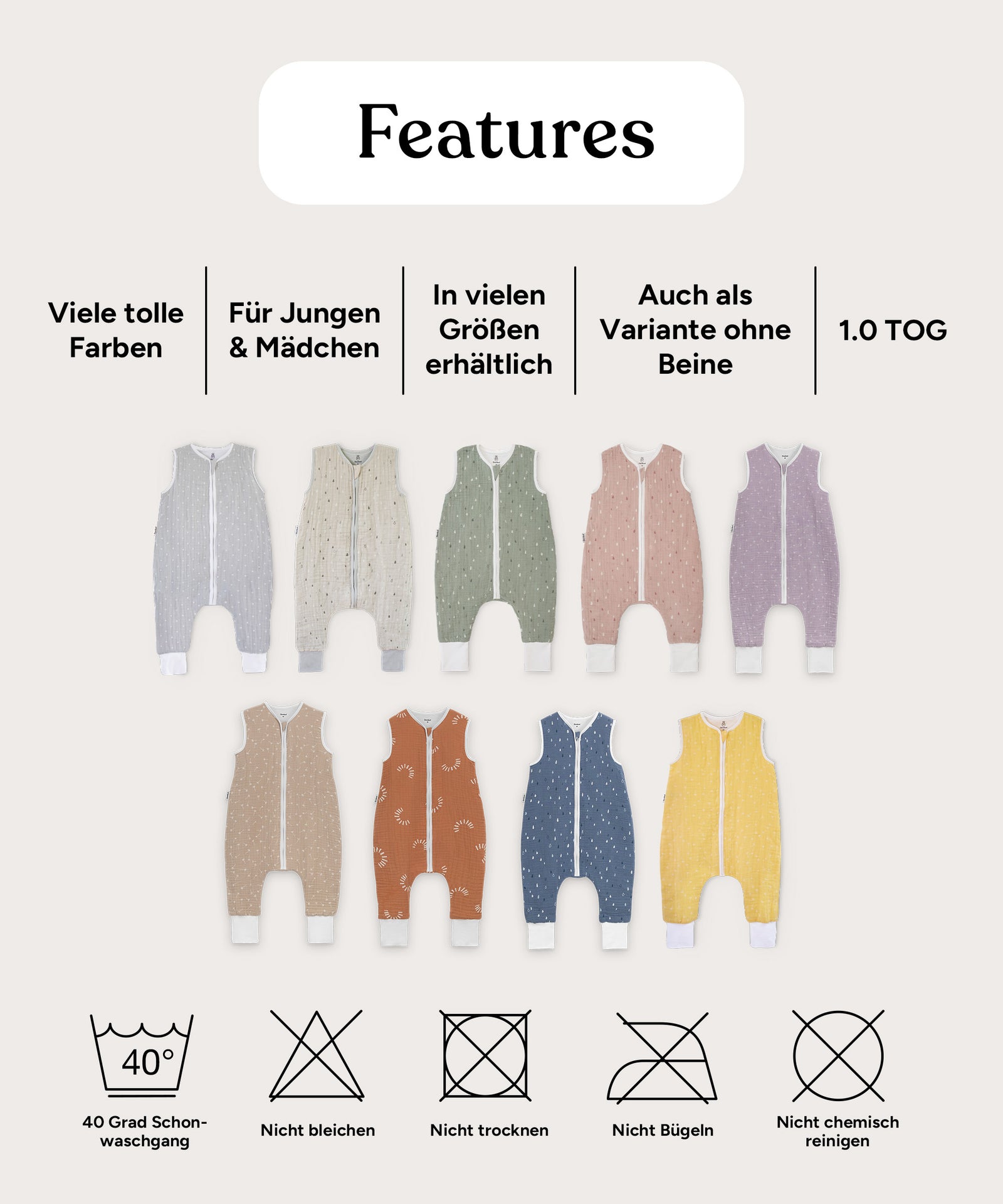 Features Sommerschlafsack Musselin.