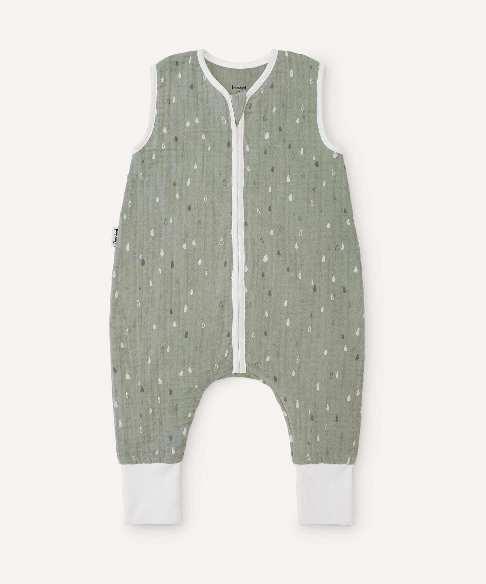 Musselin-Schlafsack mit Beinen 0.5 TOG in Jade.