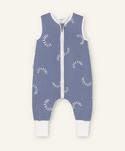 Schlafsack mit Beinen Musselin ganzjährig Jeansblau Gemustert.