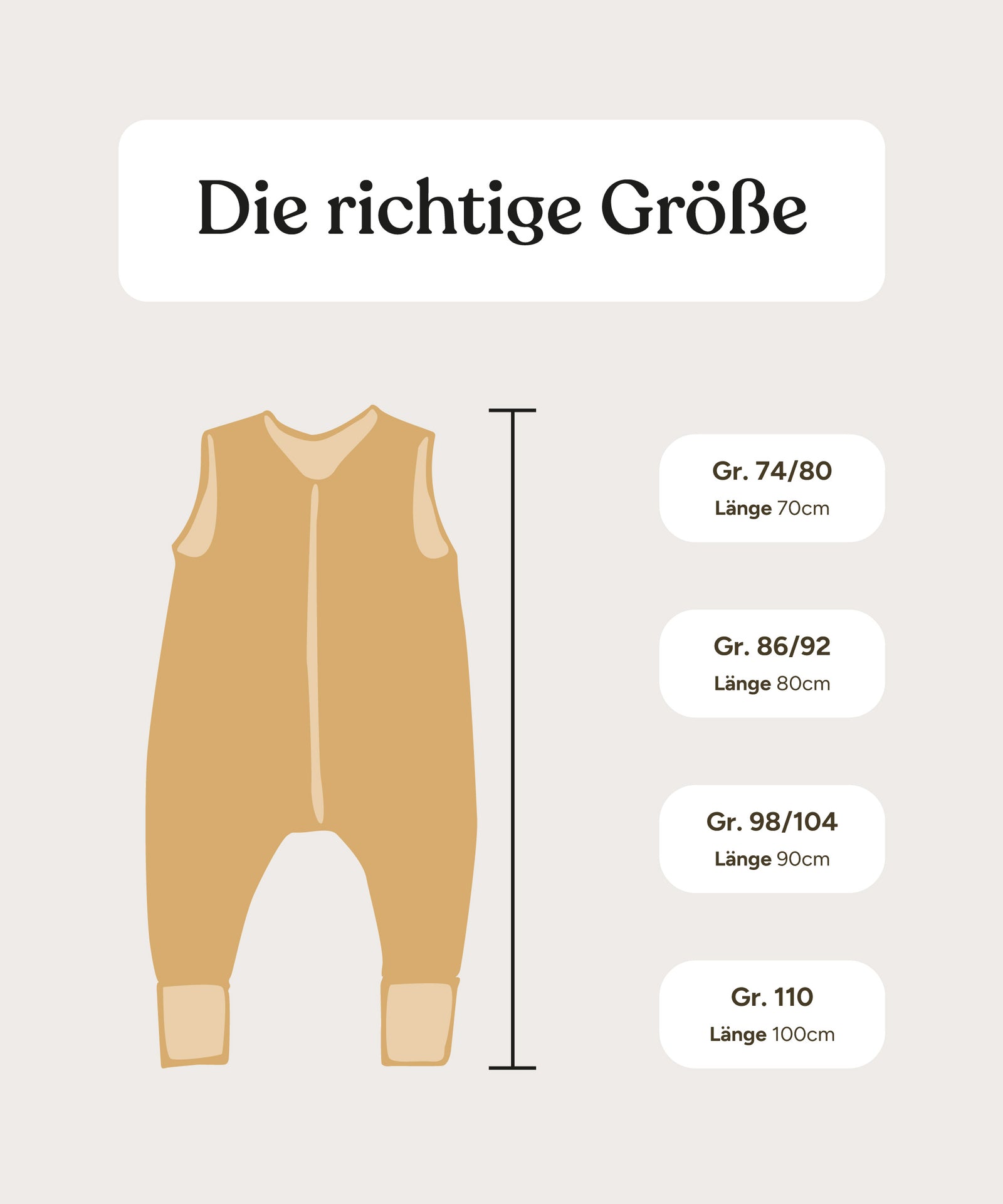 Größenübersicht Schlafsack mit Beinen.