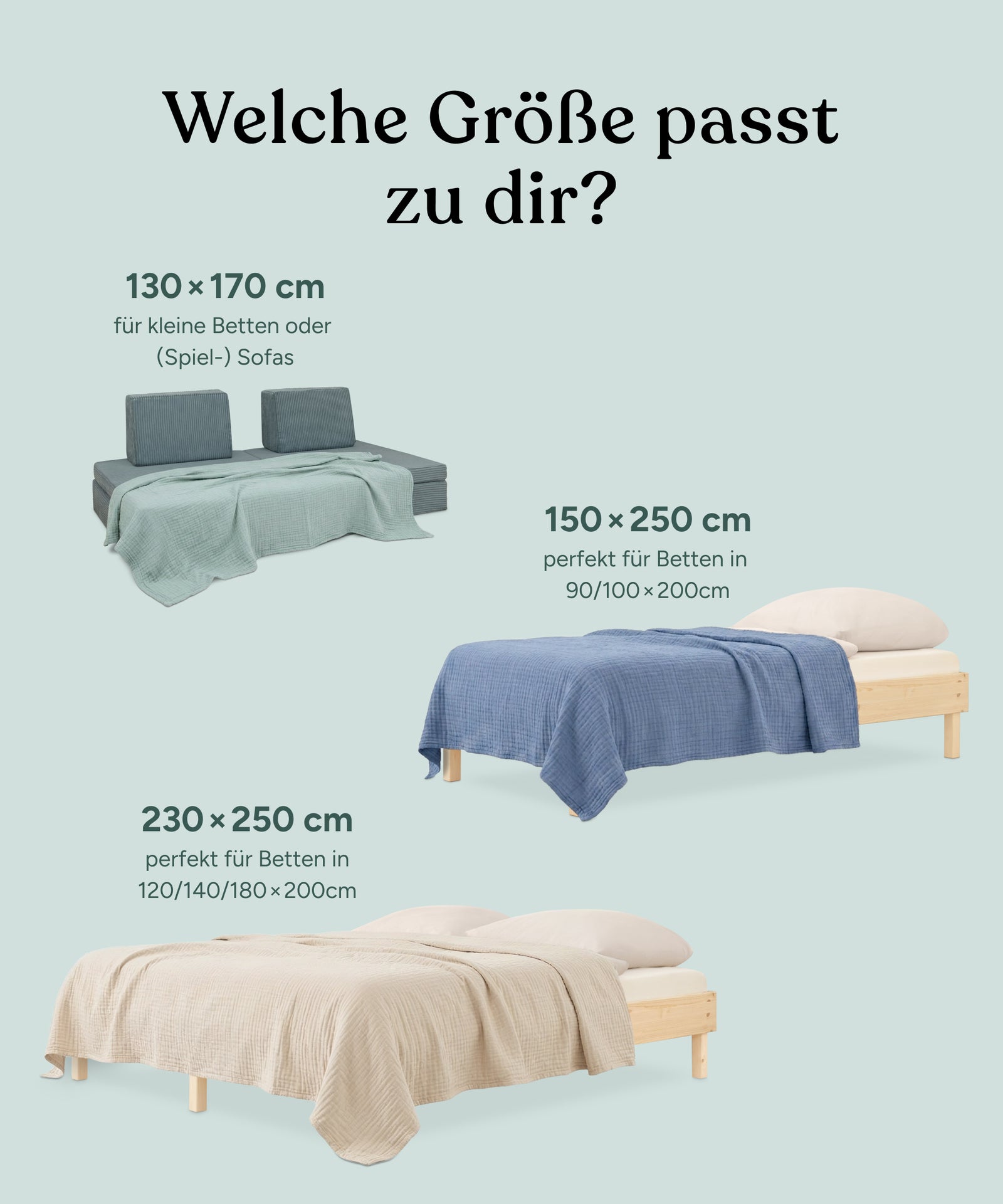 Tagesdecke Größen-Grafik.