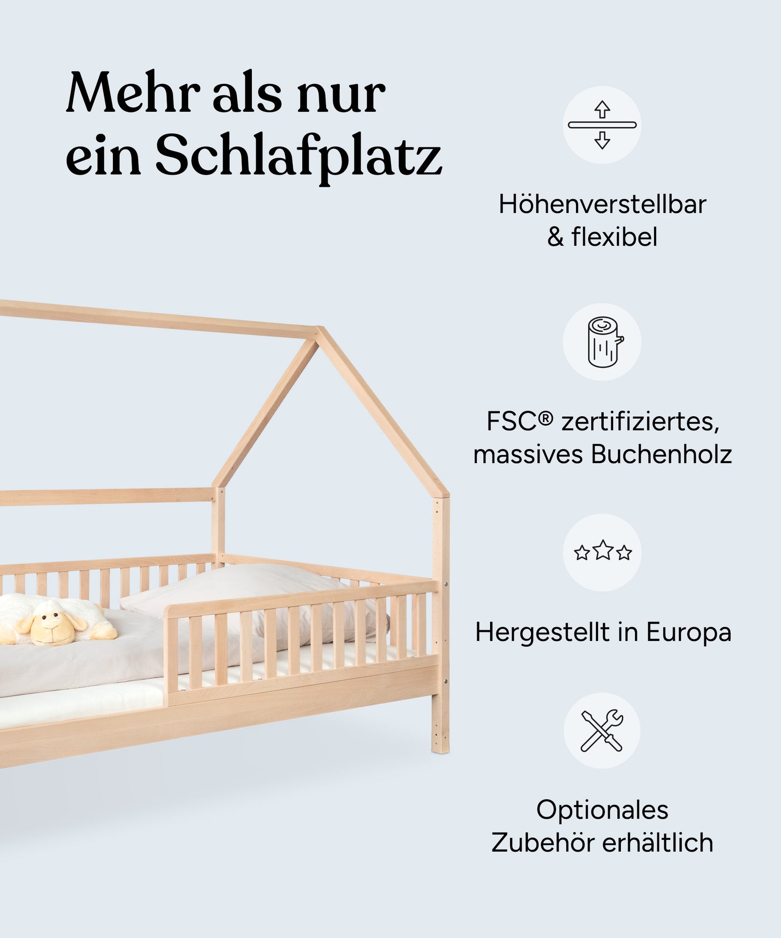 Vorteile Hausbett Buche Natur.