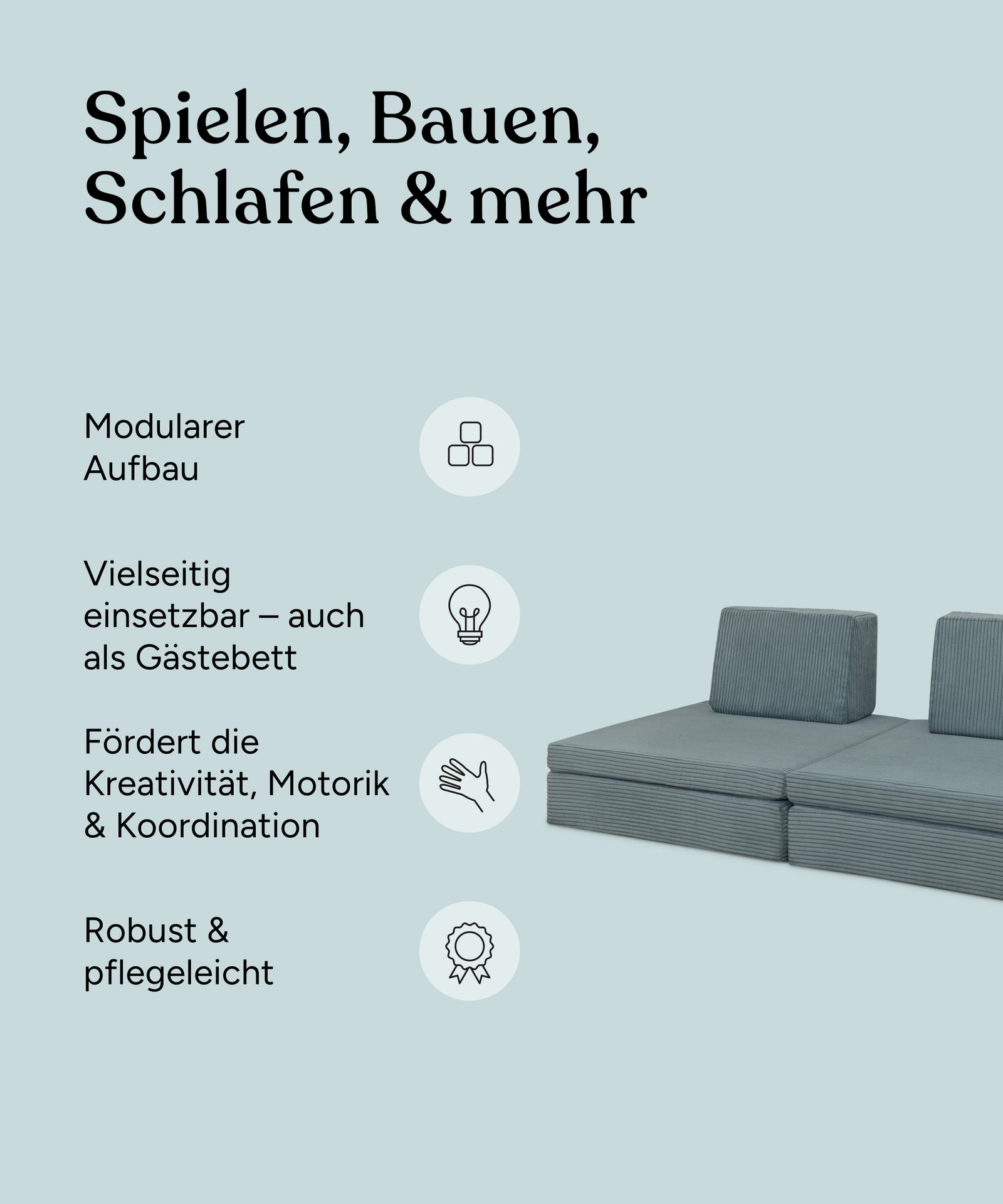 USP-Grafik für Spielsofa Cord.